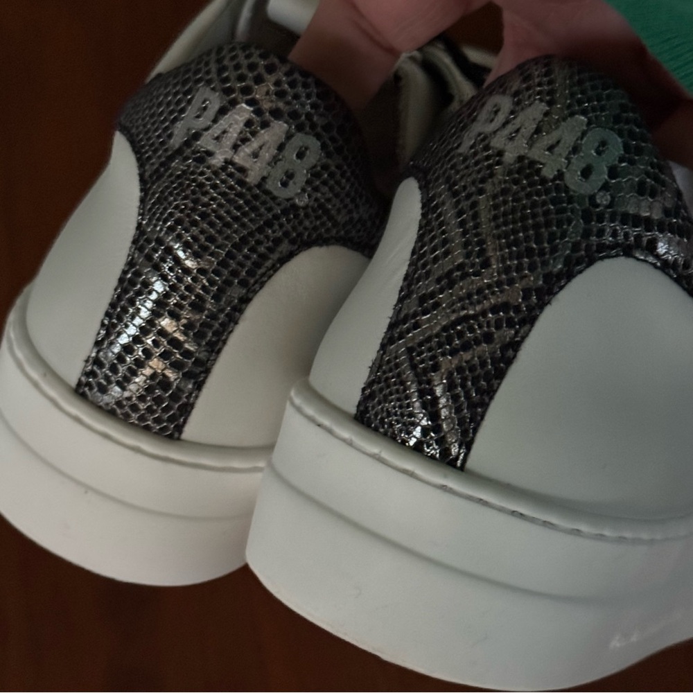 P448 Silver and White Sneakers Thea Platform Leather Sz 43 fits 11 women’s - Picture 4 of 11